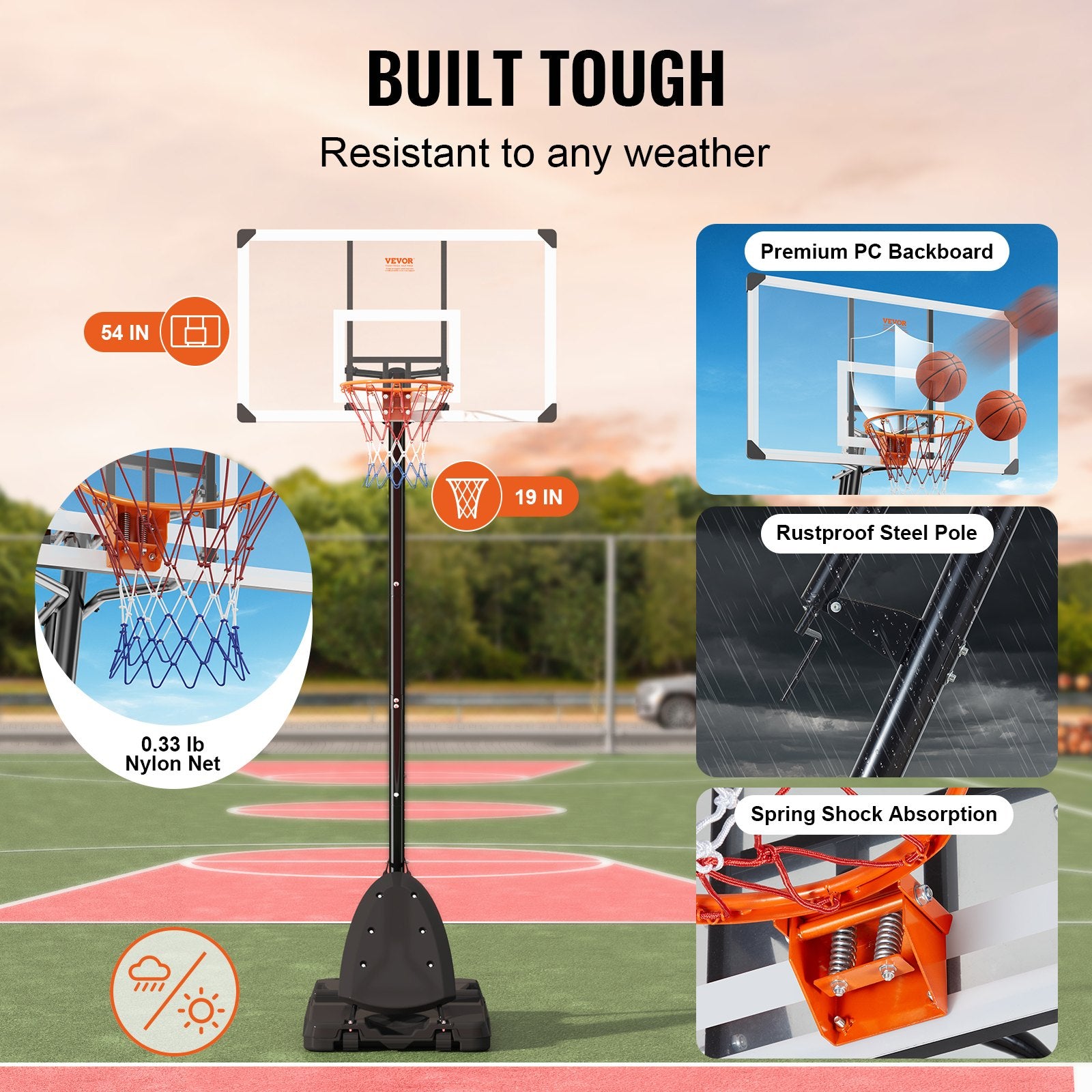 54 Inch Basketball Hoop For Indoor/Outdoor